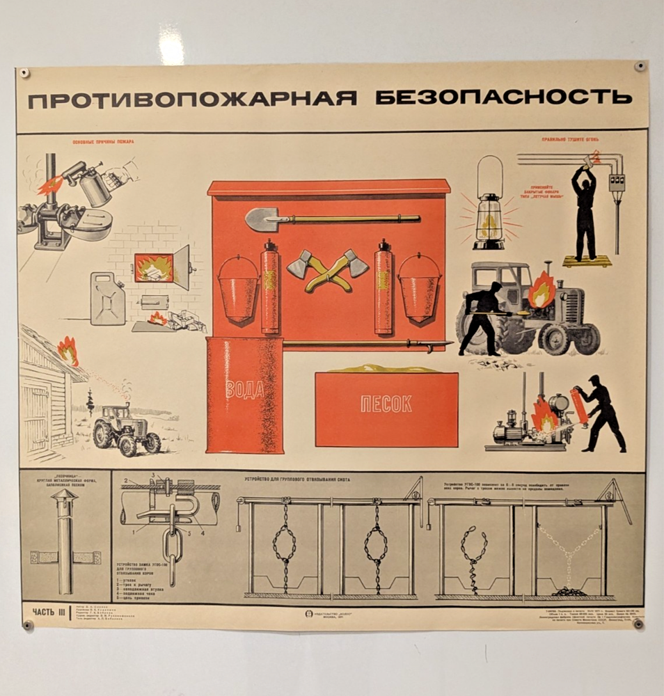 1971 industrial design -  Soviet Safety Poster - Fire Safety - fire hazard