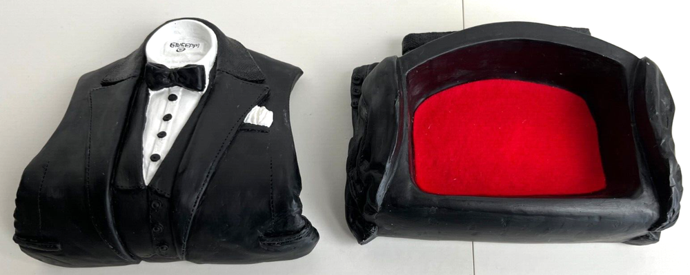 Folded Tuxedo Resin Trinket Box w Lid GIUSEPPI Studio 100 Linden Vintage 1992