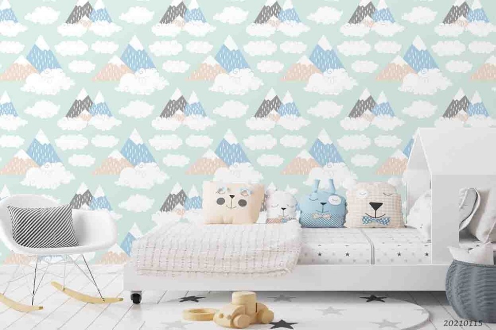 3D Cartoon Mountain Cloud Pattern Wall Murals Wallpaper Murals Wall Sticker