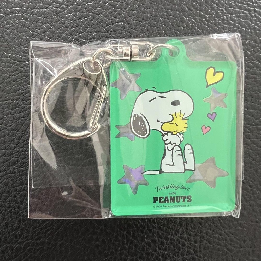 75th Anniversary PEANUTS Green Woodstock Snoopy Acrylic Keychain
