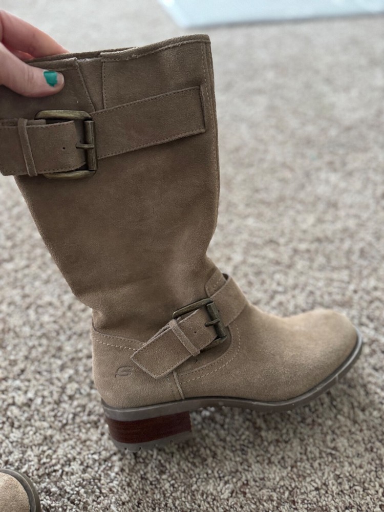 womans sketchers suede leather boots new size 9