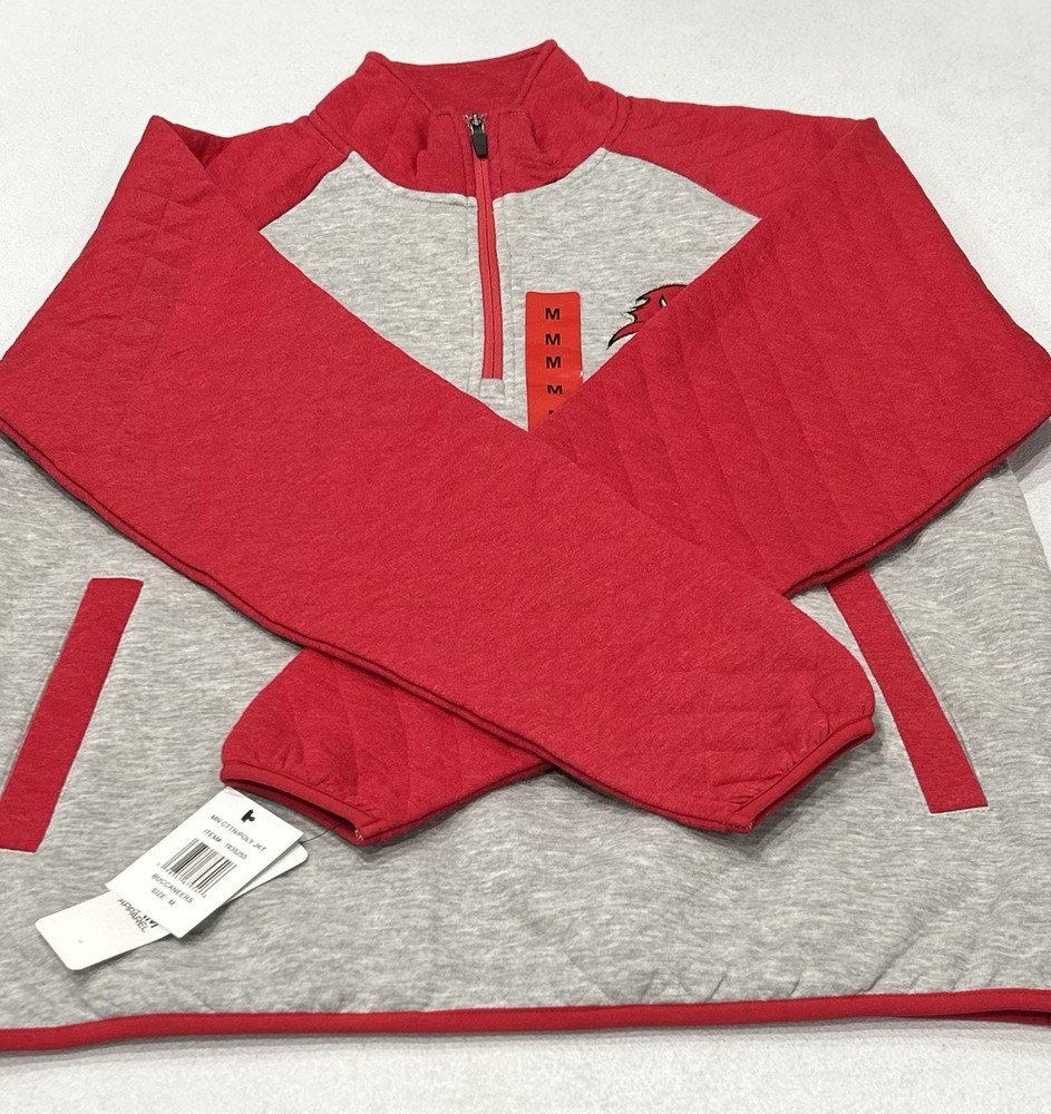 NFL Team Apparel Men's Quarter Zip Long Sleeve Pullover, Gray, Size M
