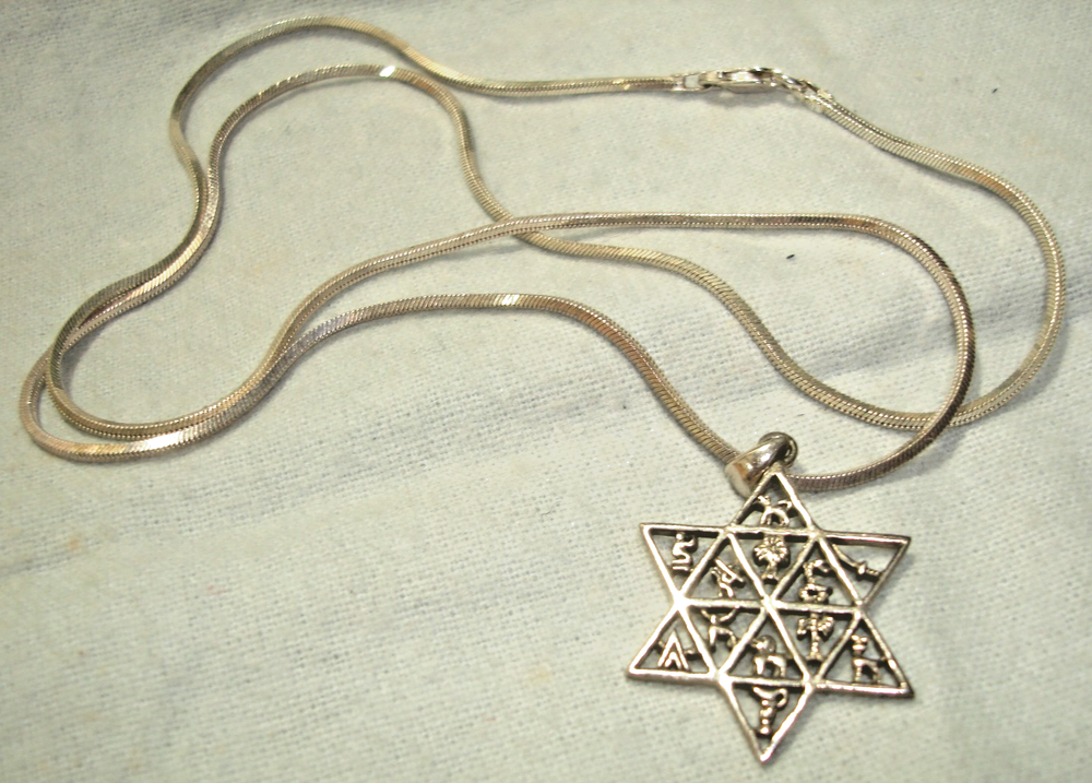 Vtg Sterling Silver Star Of David W/12 Tribes of Israel on 22