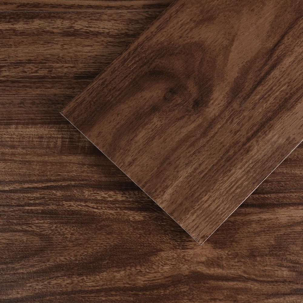 Brown Thick Vinyl Wood Floor Tile 36-Pack 54 Sq.Ft Peel & Stick