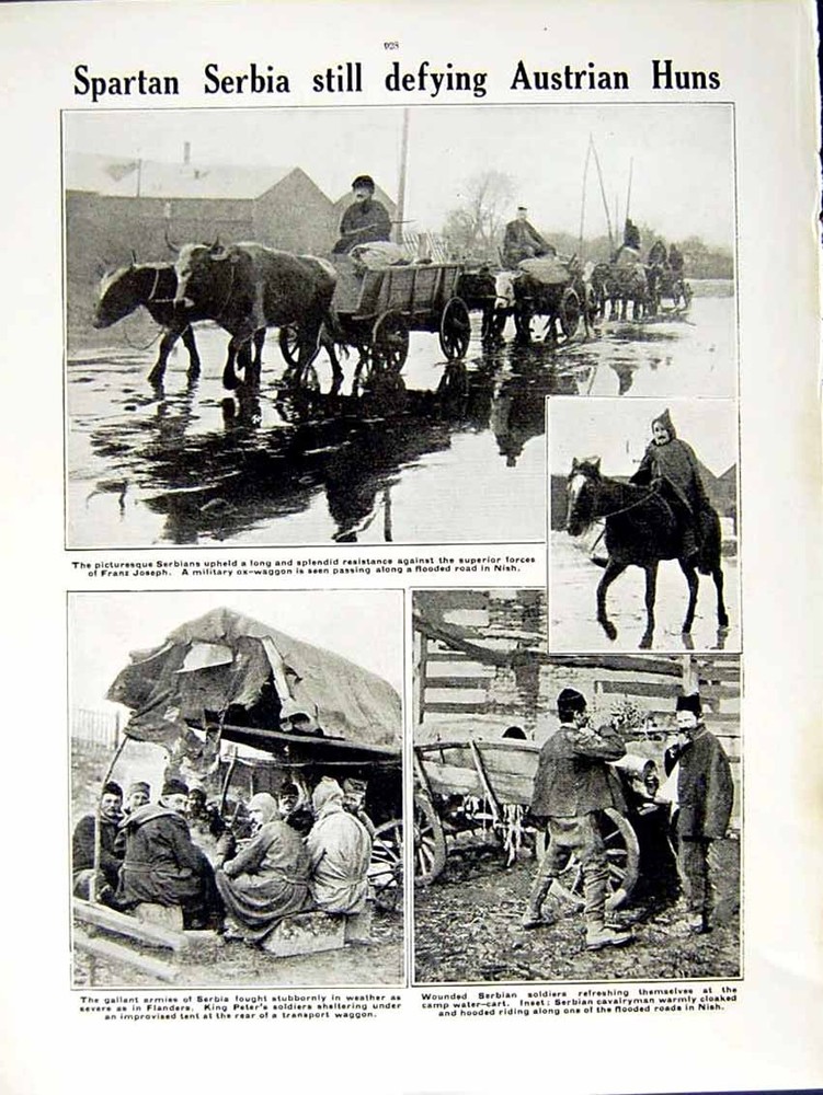 Original Old Antique Print 1915 World War Serbians Women Siers Nish Flanders