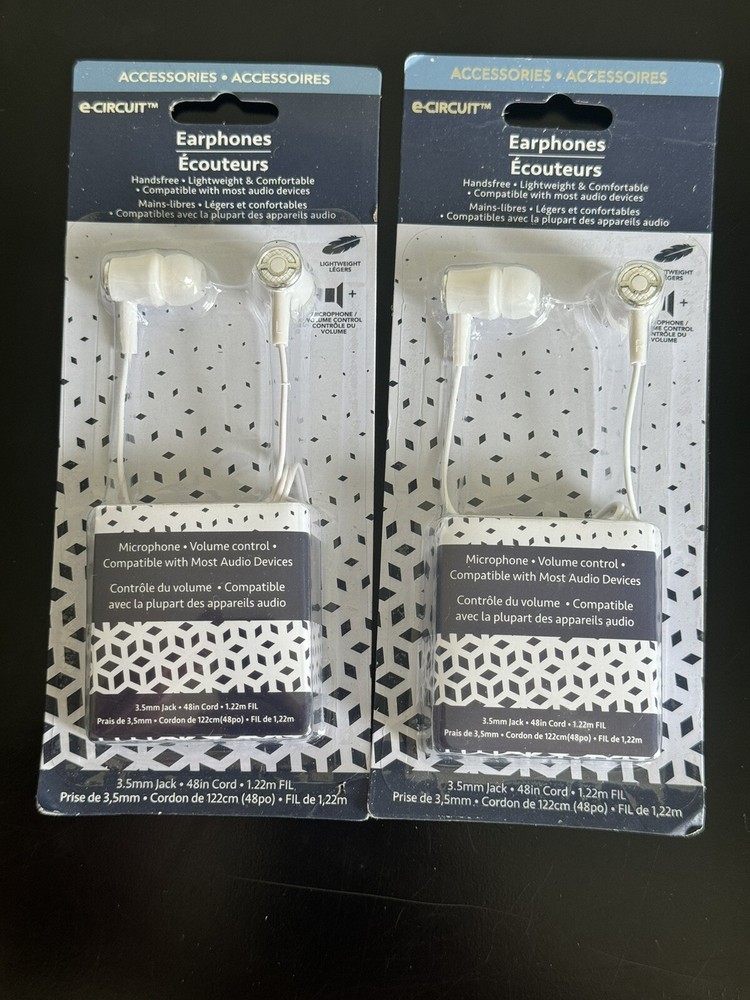 2 X E Circuit Earbuds w/Microphone Earphones 3.5mm JACK 48