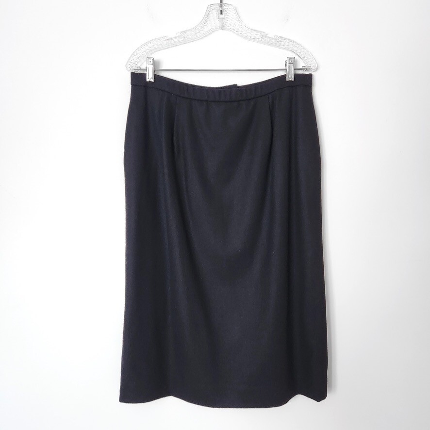 Vintage Pendleton Virgin Wool Midi Skirt  Womens Size 14 Black Satin Lined USA