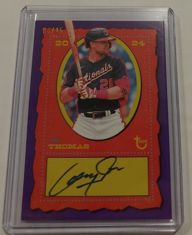 Lane Thomas /15 Purple Auto 2024 Topps Brooklyn Collection, Nationals