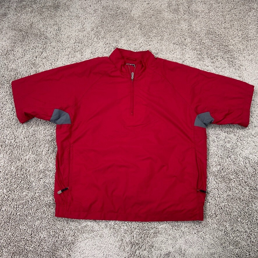 Adidas Jacket Mens Large Red Windbreaker Golf Performance Climaproof Pullover