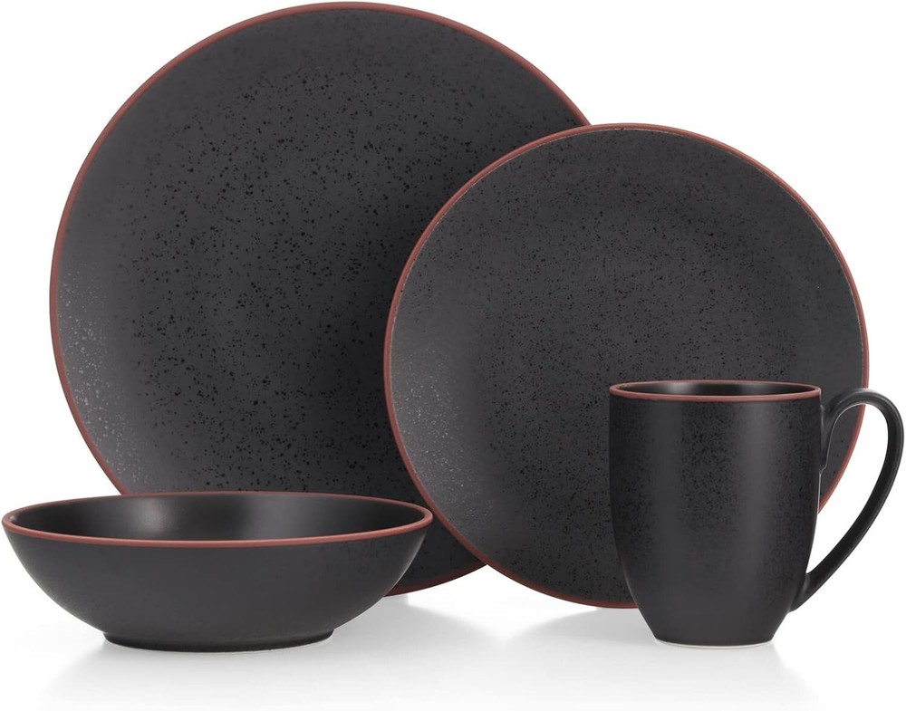 nambe Taos 4-Piece Stoneware Place Setting Coffee Mug Bowl Dinner & Salad Plate