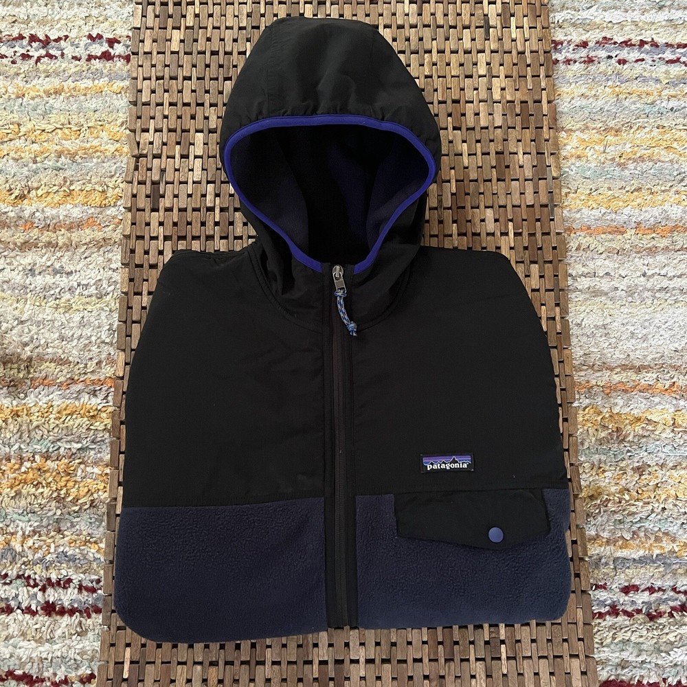Men's Patagonia Blue Black Fleece Jacket - Synchilla Snap-T Hoodie Size L