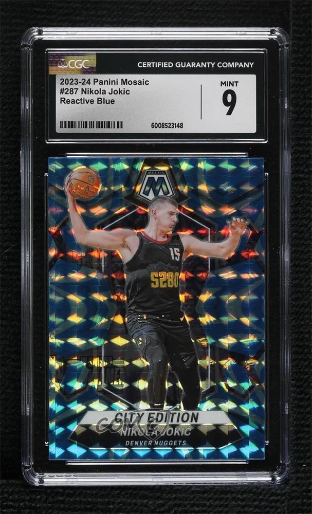 2023-24 Panini Mosaic - City Edition Reactive Blue Mosaic Prizm #287 Nikola Jokić