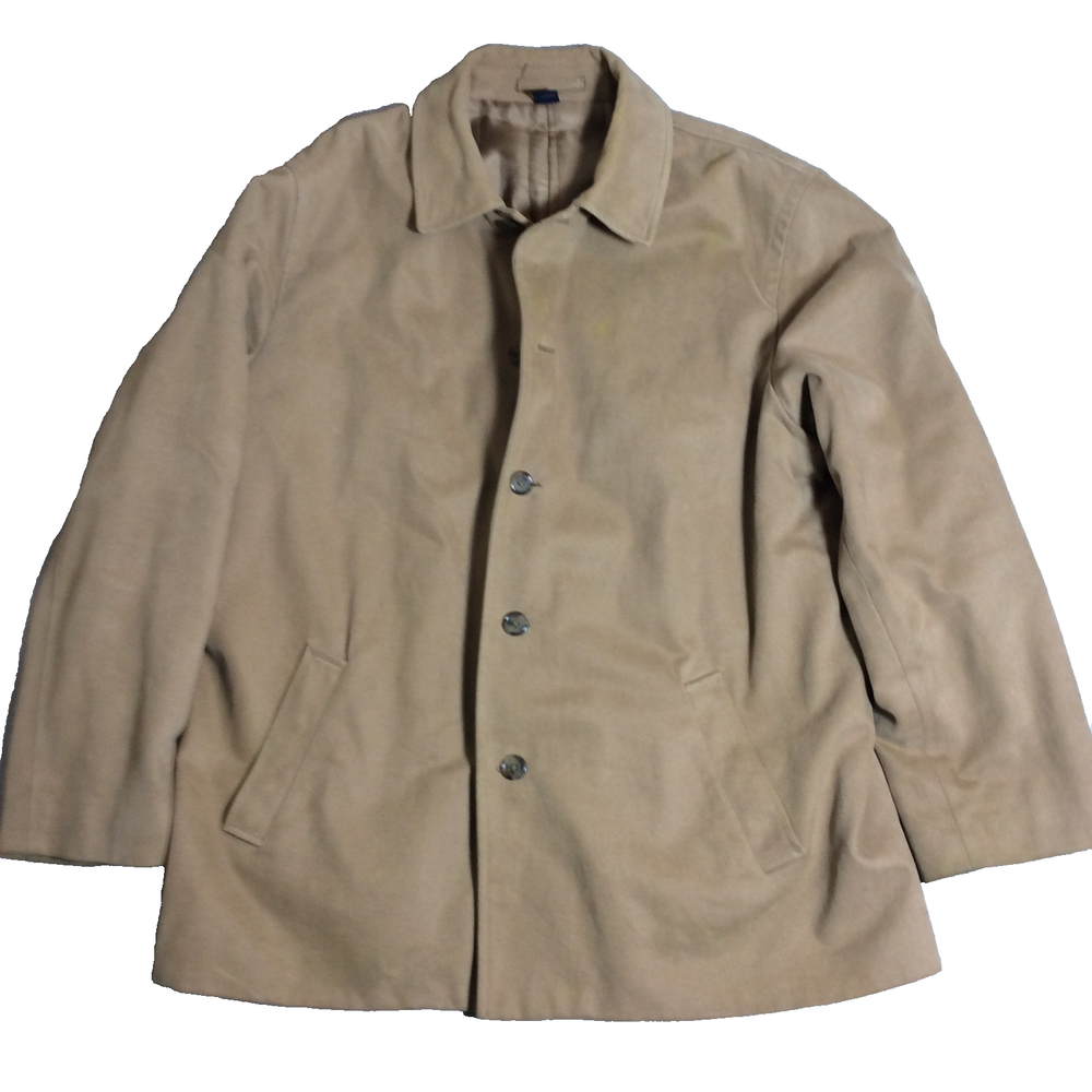 J. Crew Mens Barn Chore Jacket XL Beige Cotton Lined Pockets Utility Coat Preppy