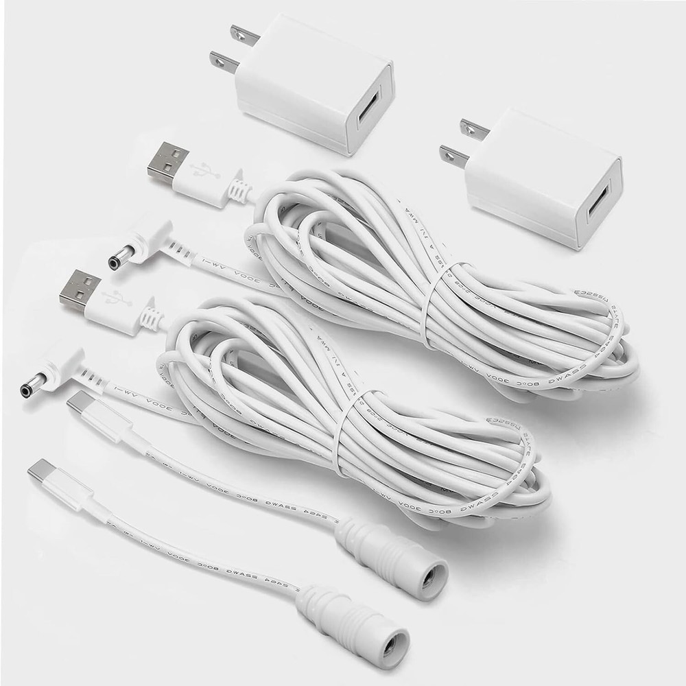 2 Pack Adapter Charger for Ring Stick Up Cam Battery/Plug-in 3rd Gen/2nd & Ri...