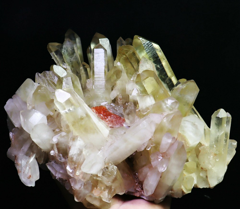 9.92lb Natural Clear Smoky Citrine Quartz Crystal Cluster Point Mineral Specimen