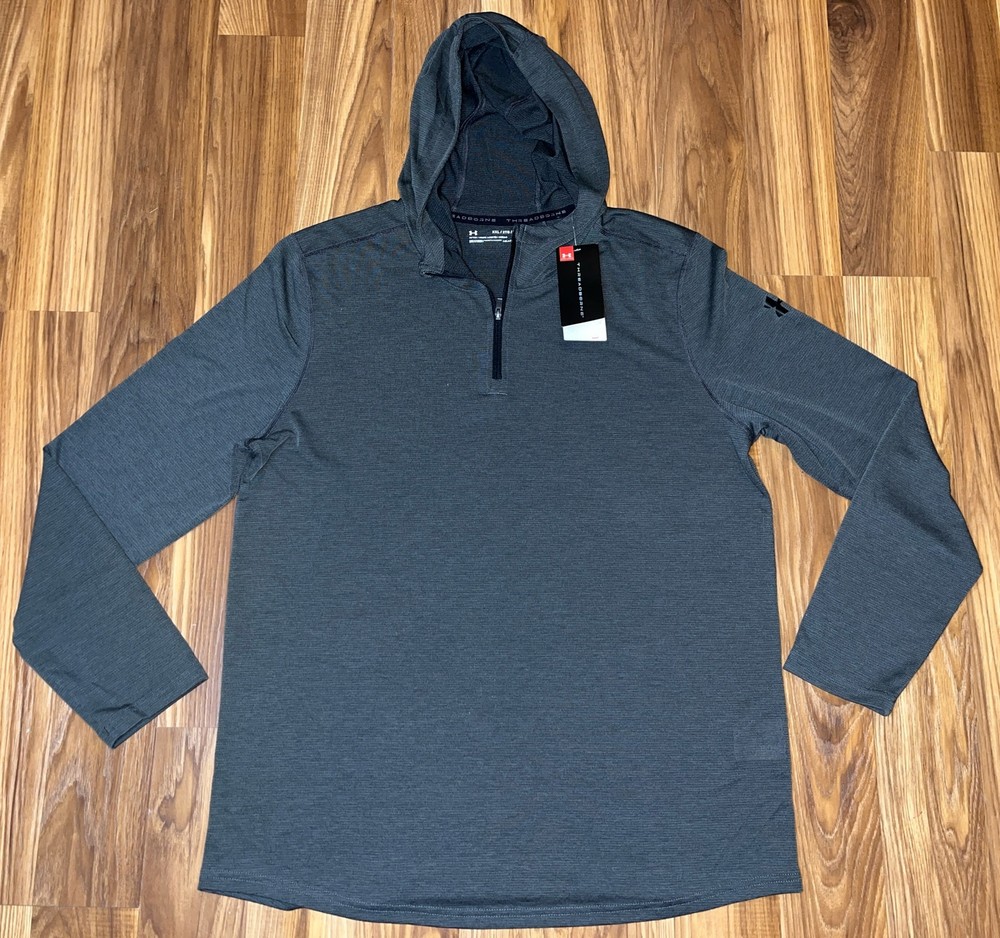 Under Armour Sweater Mens XXL Black Hoodie Threadborne Lightweight Heatgear