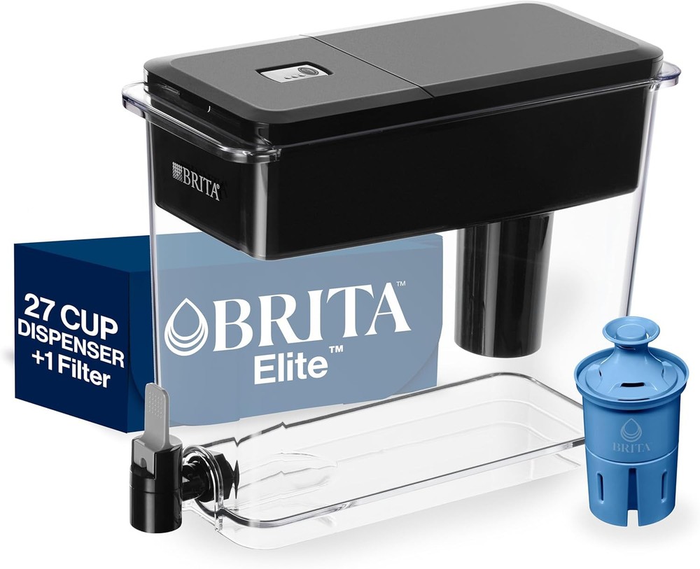 Dispensador de filtro de agua Brita XL para grifo y bebida con 27 tazas, negro