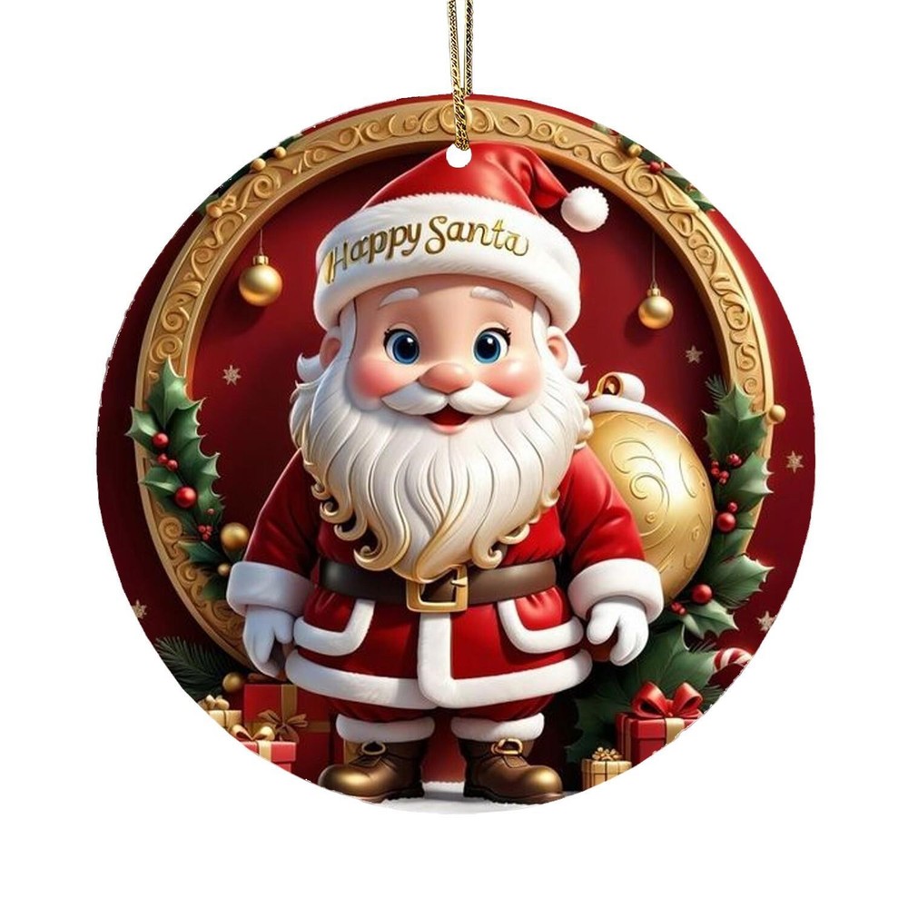Happy Santa Claus Ornament  Christmas Tree Hanging Decorations Holiday Gift Idea