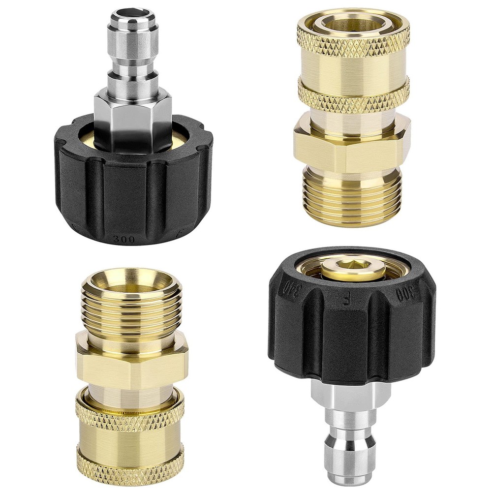 Pressure Washer Adapter Set 2 Pair M22-14MM with 1/4 Quick Connect for Efficient Cleaning