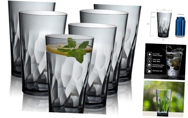 Unbreakable Plastic Drinking Glasses Set of 6 Shatterproof Cups for Indoor Outdoor Use