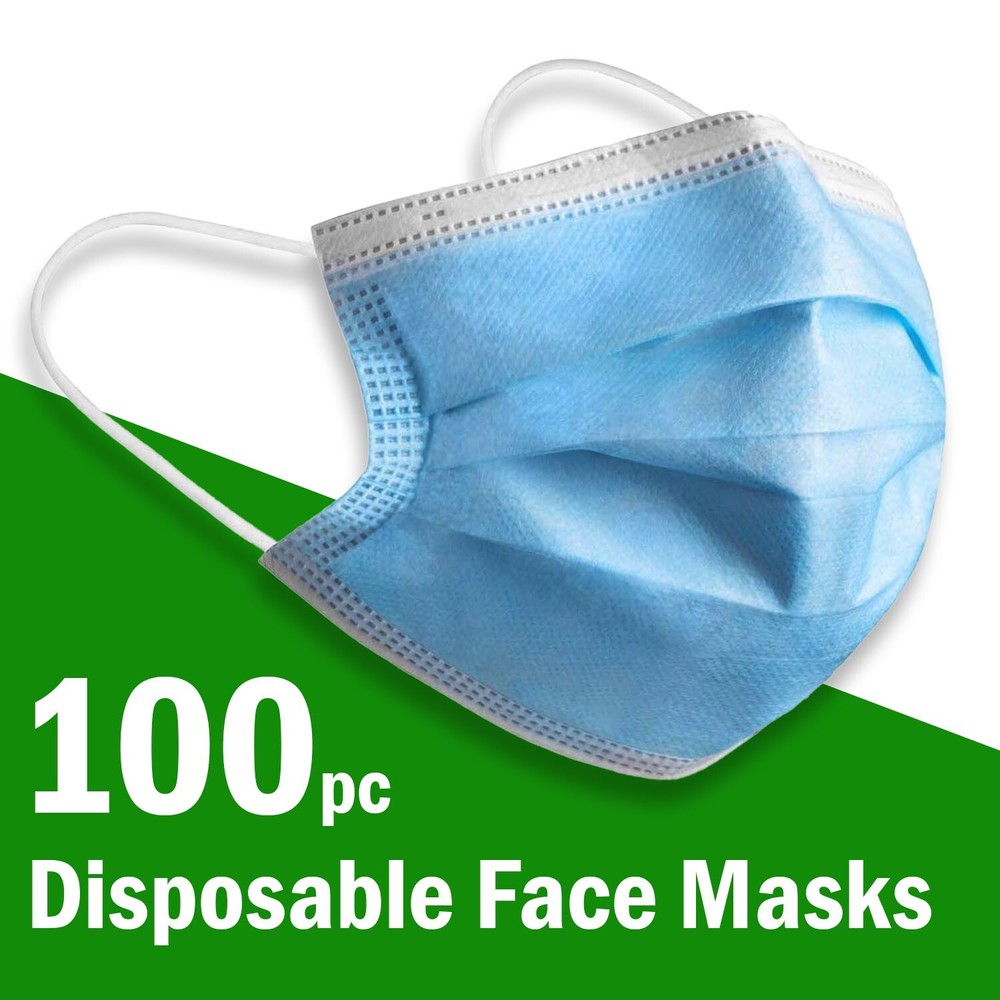 [100 Pcs] 3-Ply Disposable Face Mask Non Medical Mouth Cover Earloop BLUE MASKS