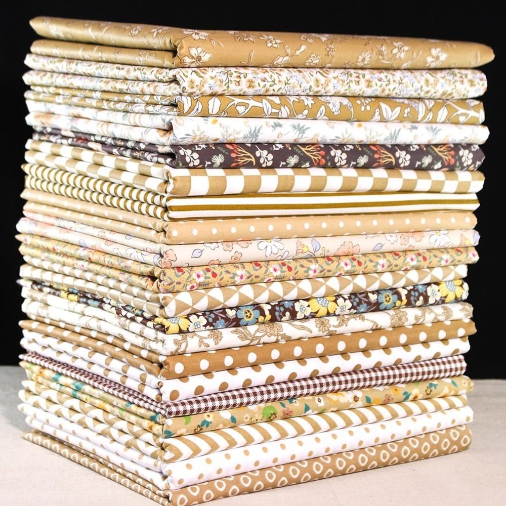 20 Mix Khaki Cotton Fabric 20cm Squares Precut Quilting Sewing Patchwork DIY
