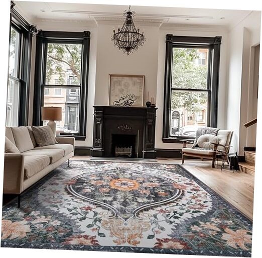 Vintage Boho 5x7 Washable Non-Slip Living Room Rug