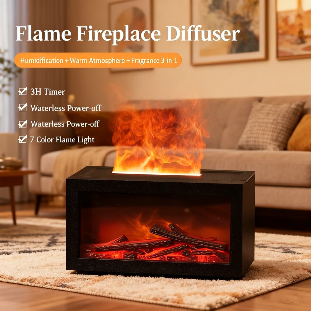 140ml Air Humidifier Essential Oil Aroma Diffuser 3D Flame Mist Home Room Decor