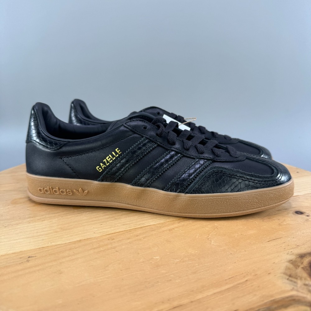 Adidas Gazelle Indoor Mens Size 8.5 Shoes Black Core/Gum Snakeskin Pack NEW