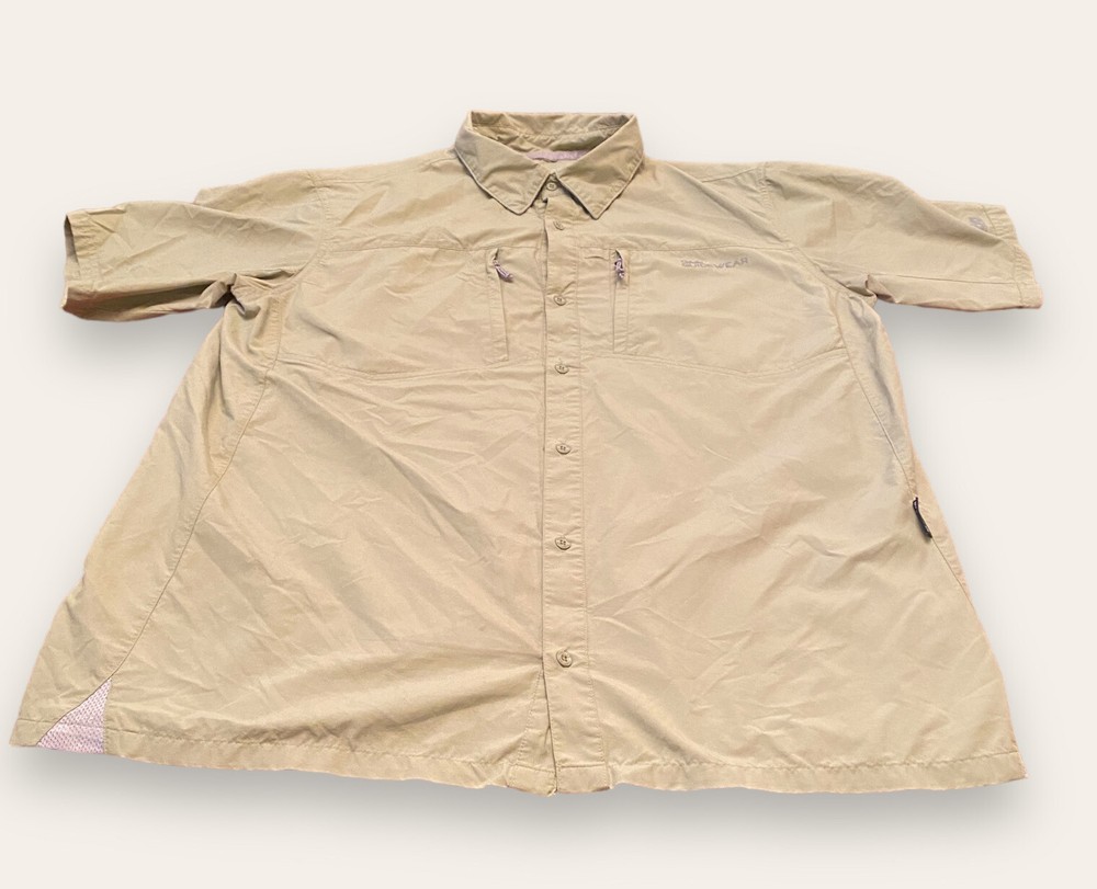 Cabela's Fishing Shirt Men’s XL Beige Guide Wear UPF 50 Repel Vented