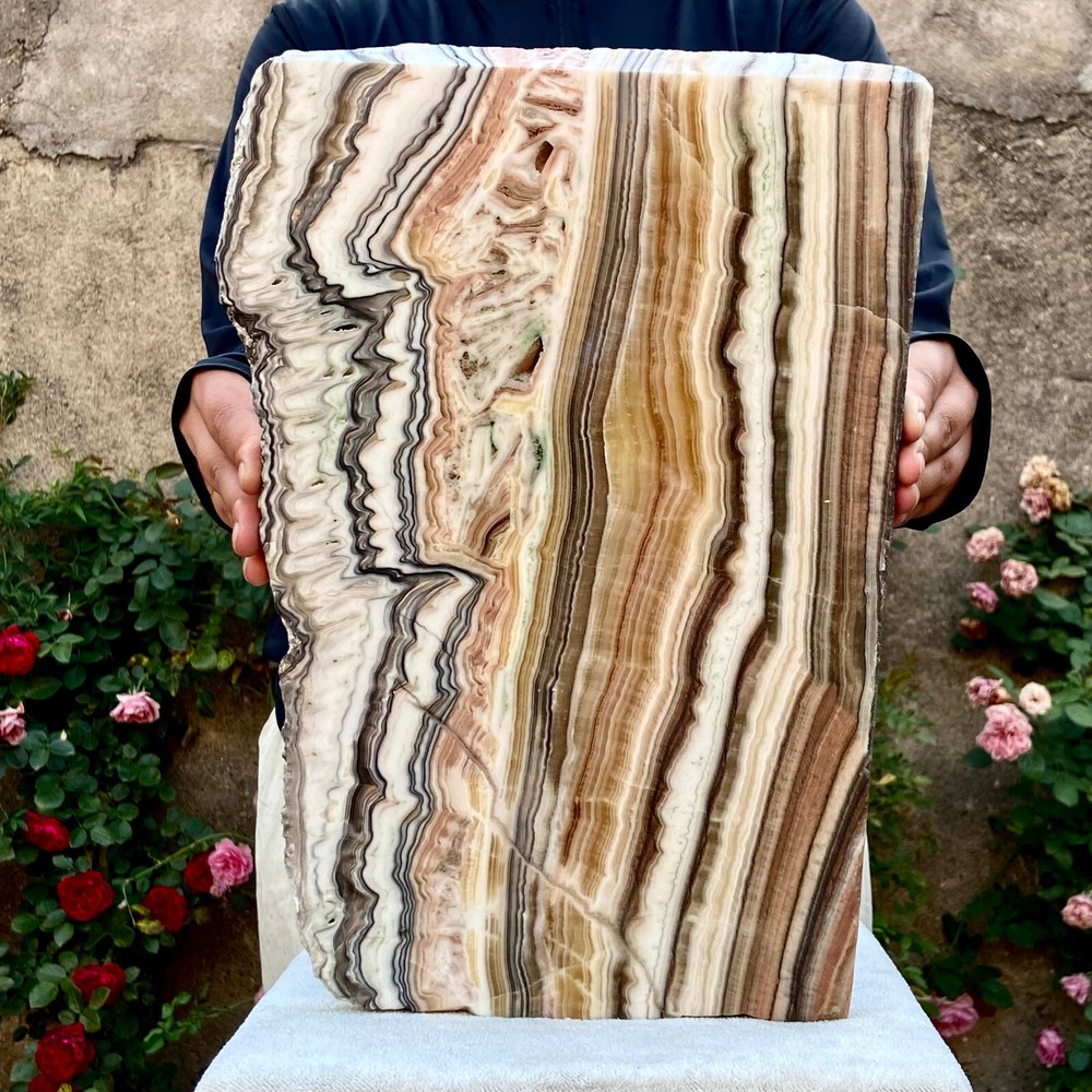 Natural Zebra Calcite Polished Slab 6.9LB Reiki Healing Crystal