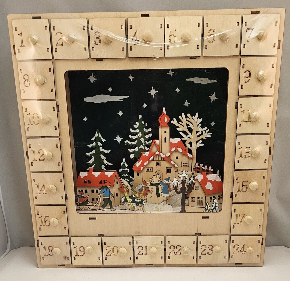 Martha Stewart Lighted Wooden Christmas Advent Calendar - New Sealed - *READ*