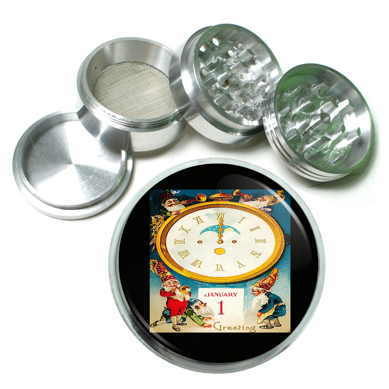 Vintage New Years Eve D10 Aluminum Herb Grinder 2.5
