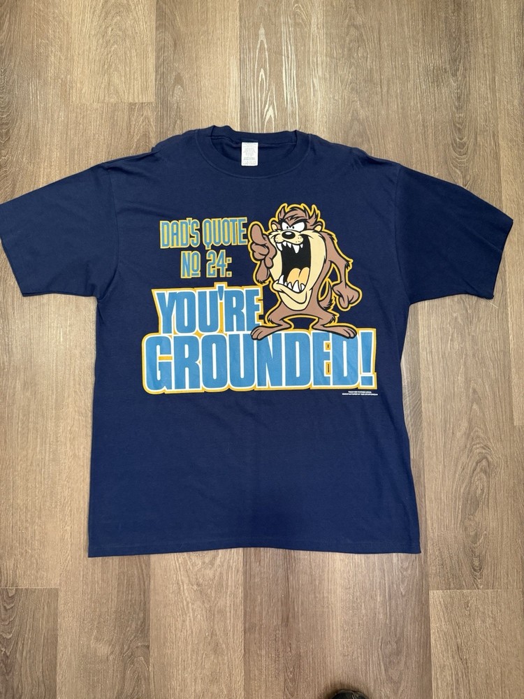 Vintage 1995 TAZ Warner Bros Sleep Shirt Dads Youre Grounded XL Honor Tee