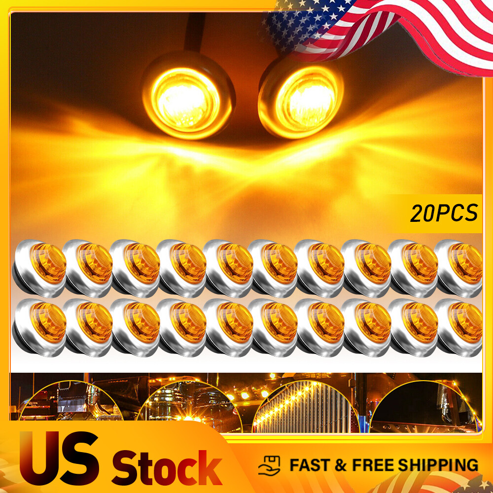 20pcs Chrome Amber Bullet 3/4