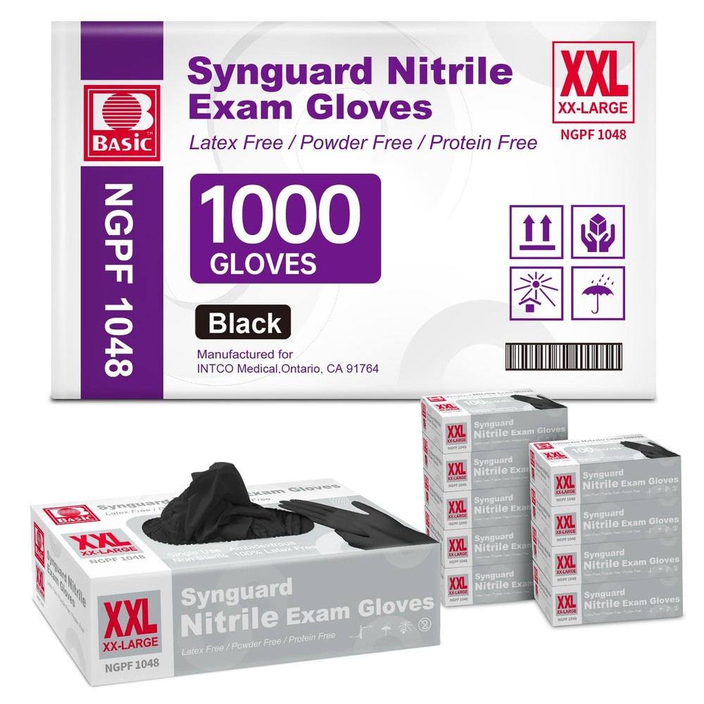 Basic Medical Nitrile Exam Gloves Powder-Free Latex-Free Food Safe Cleaning Disposable