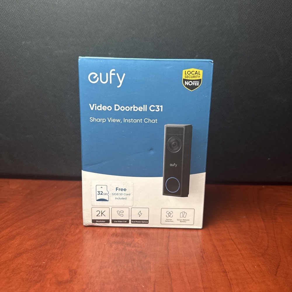 Eufy C31 Smart Wi-Fi Security Video Doorbell With 32 GB MicroSD Card - T8223112