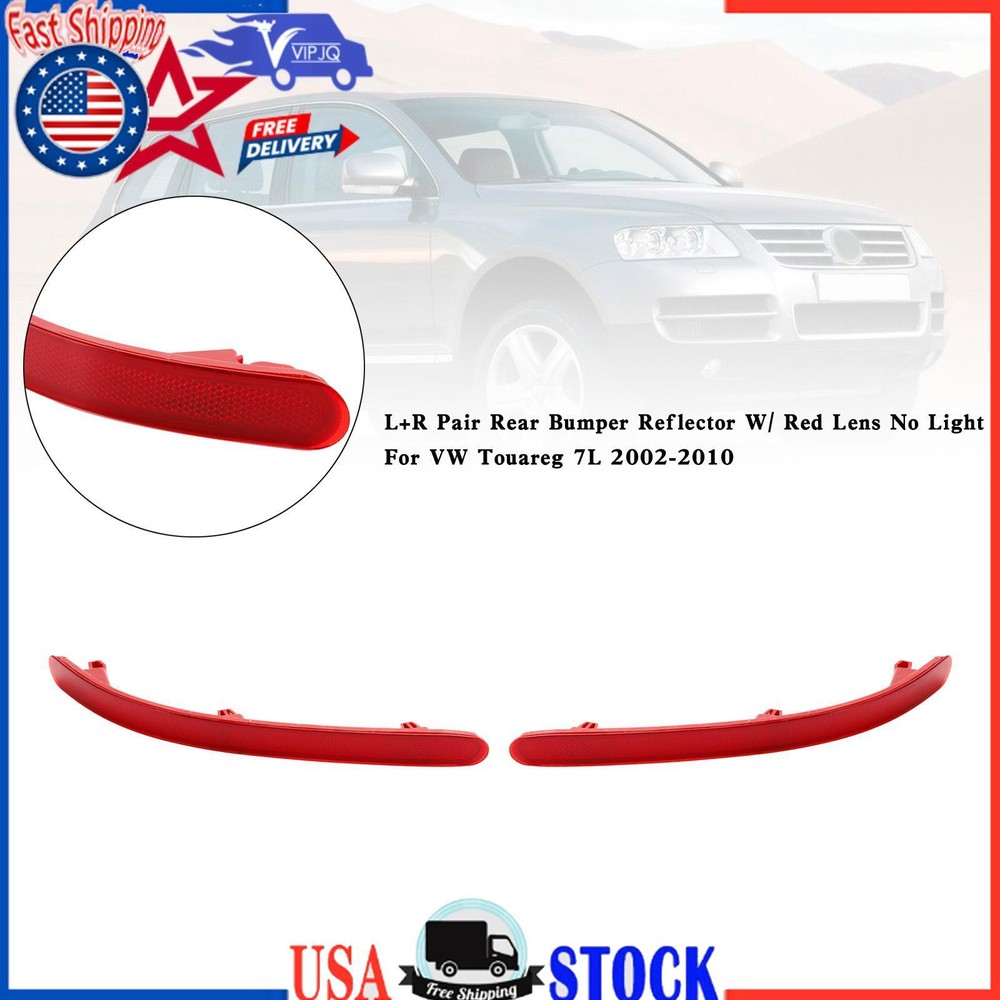 L+R Red Lens Rear Bumper Reflector for VW Touareg 7L 2002-2010 No Light