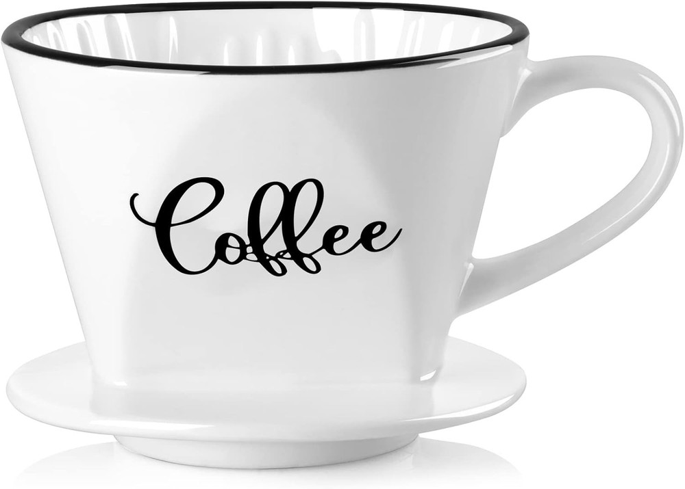 Pour Over Coffee Maker, Ceramic Dripper, Easy Manual Slow White