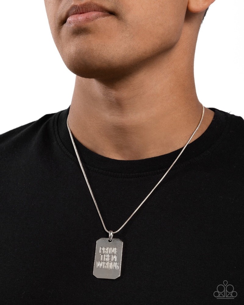 New Paparazzi Jewelry-❤️❤️PROVE THEM WRONG Unisex NECKLACE-Silver❤️💙🌈