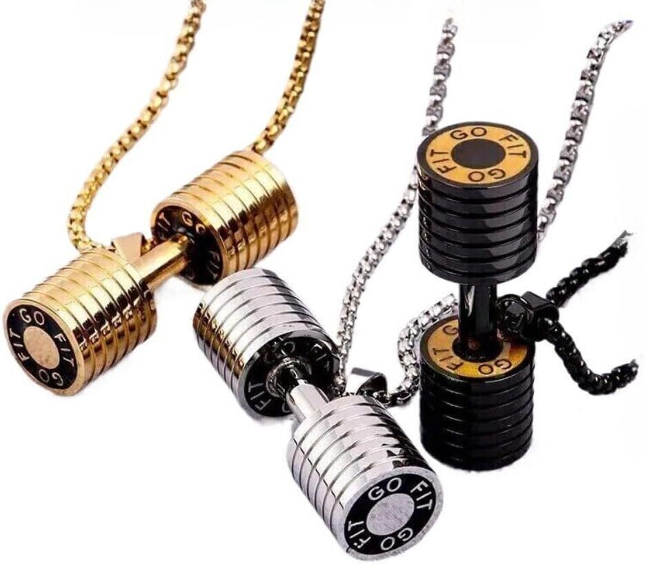 Fashion Jewelry Dumbbell Fitness Men's Stainless Steel Barbell Pendant Necklace