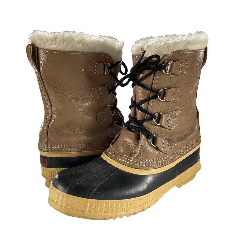 Sorel Manitou Waterproof Snow Boots for Men Mid Calf Faux Fur Lined Size 9