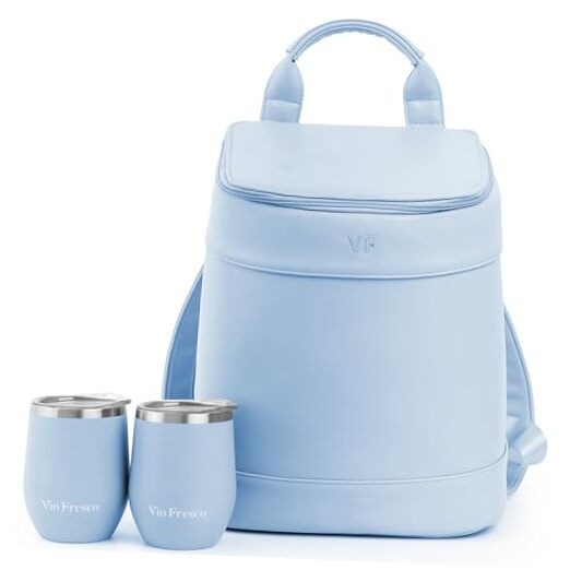Insulated Cooler Backpack with 2 Stainless Steel Wine Tumblers – Leakproof & Durable  