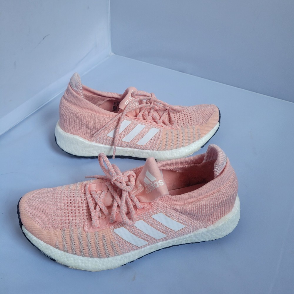 Adidas Pulseboost HD Kids Running Shoes in Pink White Grey Size 4.5