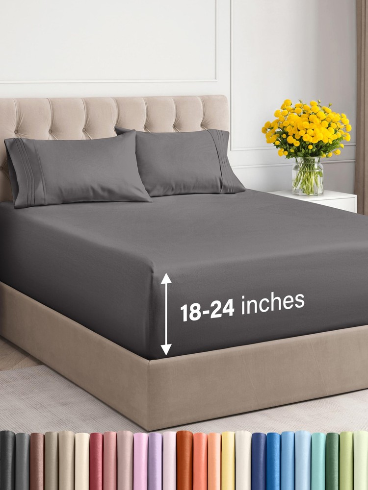 Extra Deep Pocket Queen Sheets - 4 Piece Cooling Breathable Bed Set