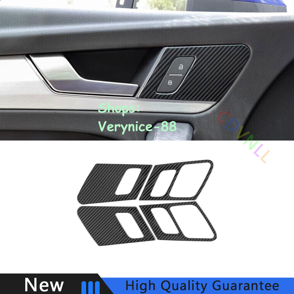For Audi Q5 2018-2021 Carbon Fiber Steel Interior Door Handle Cover Frame Trim