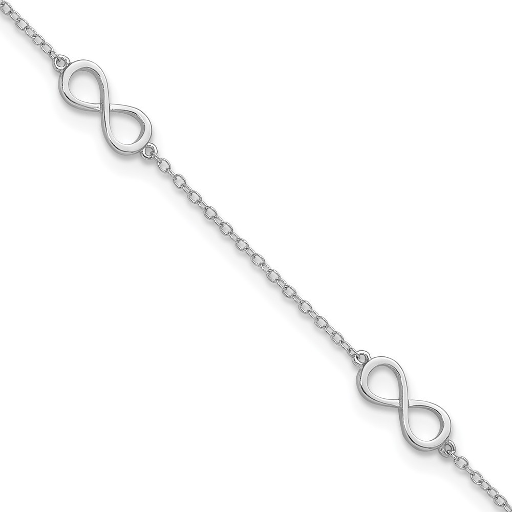 Sterling Silver Rhodium-plated Infinity Anklet 9