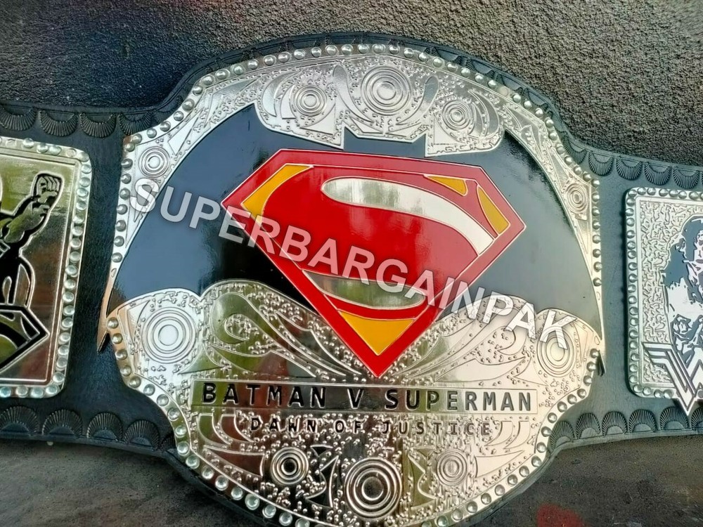 BATMAN V SUPERMAN DAWN OF JUSTICE WRESTLING CHAMPIONSHIP BELT BLACK LEATHER