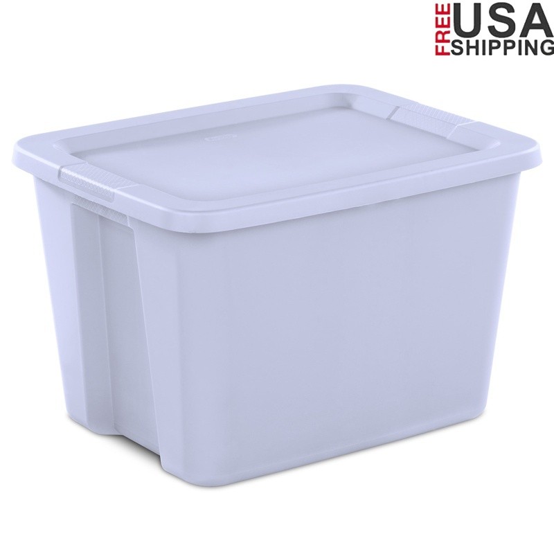 Large Stackable Plastic Storage Bin with Snap-On Lid and Handles US