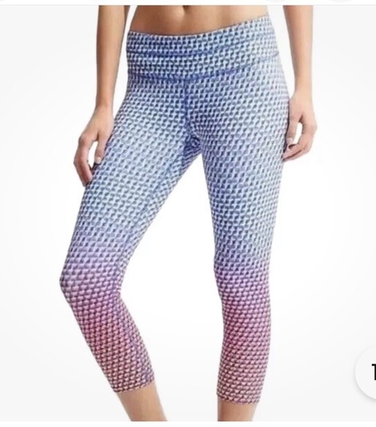 Athleta Leggings Womens Small Blue Pink Multi Vivid Sonar Ombré Capri Geometric